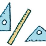 三角定規と竹尺のイラスト