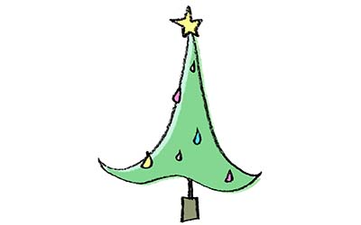 おしゃれなクリスマスツリーのイラスト えんぴつと画用紙