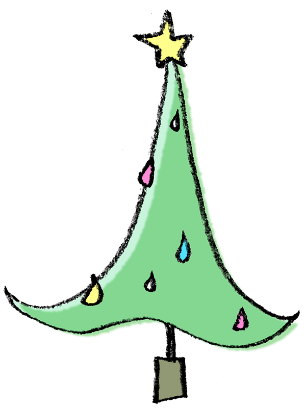 おしゃれなクリスマスツリーのイラスト えんぴつと画用紙