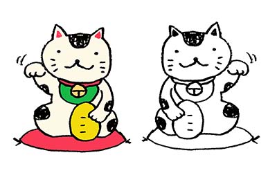 フリー素材・まねきねこ・左手・右手