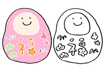 かわいいだるまさんの手書きイラスト えんぴつと画用紙