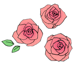 バラの花・赤い薔薇・手書き・かわいい・フリーイラスト