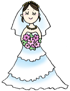 花嫁・ウェディングドレス・結婚式・かわいい手書きイラスト・フリー素材