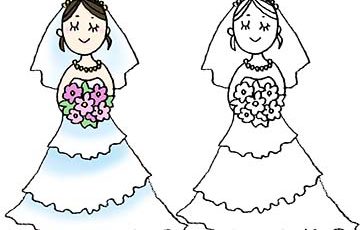 フリー素材・花嫁・ウェディングドレス・結婚式・かわいい手書きイラスト