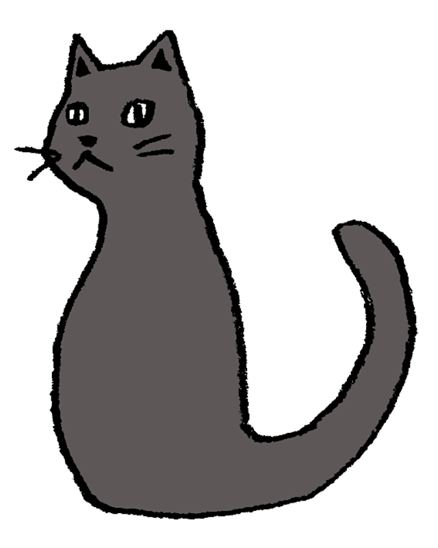黒猫 クロネコ の手書きイラスト クール シャープ えんぴつと画用紙