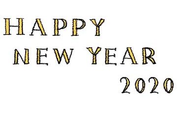 happy new year2020・手書き文字・フリー素材・無料・年賀状・英語・かわいい・おしゃれ