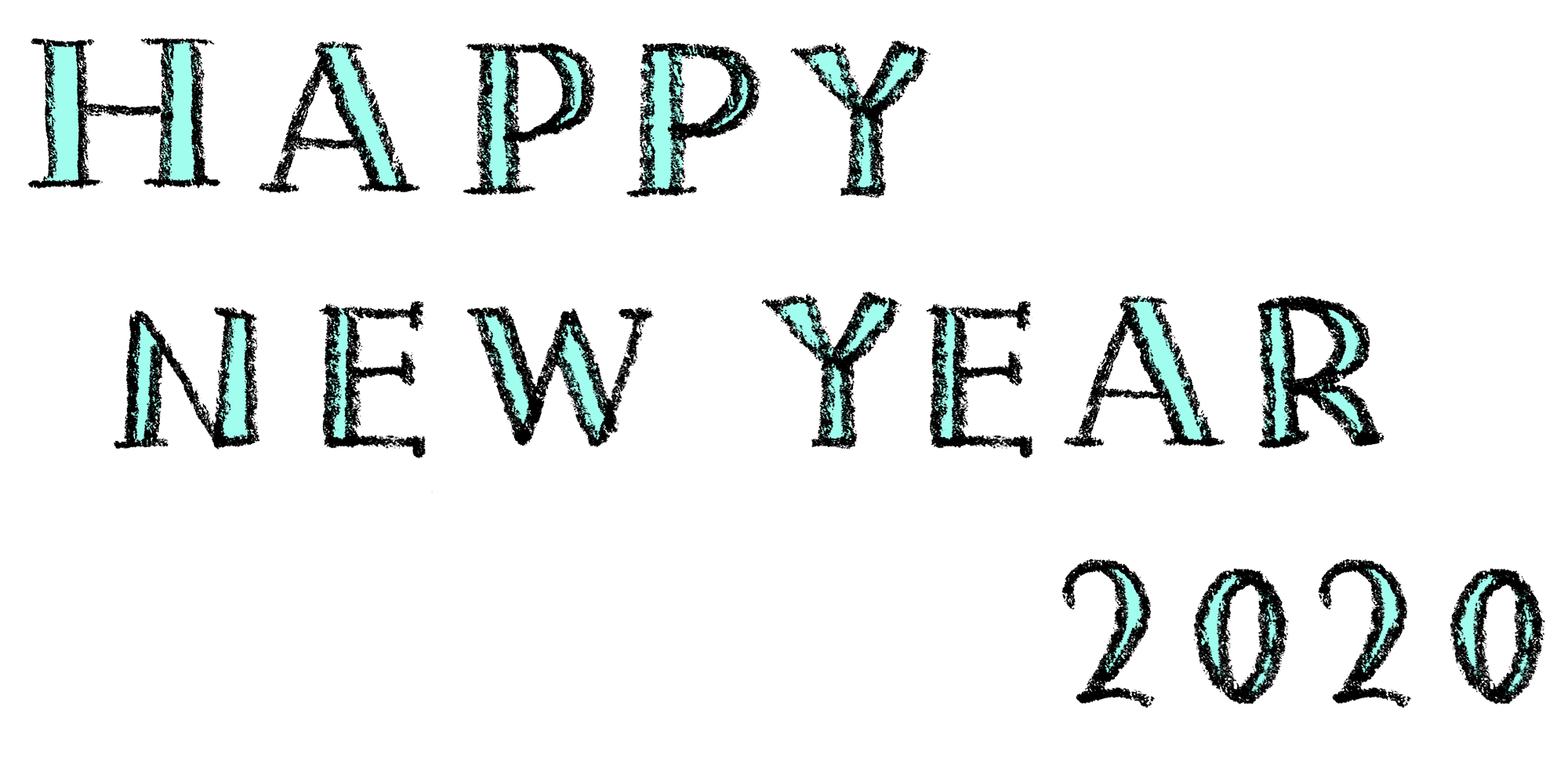 Happy New Year 2020 おしゃれでかわいい手書き文字 えんぴつと画用紙