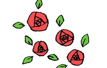 バラの花・赤い薔薇・手書き・かわいい・フリーイラスト