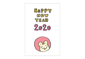 ネズミ・子・ねずみ・イラスト・和風・手書き・可愛い・年賀状・干支・2020年・フリー・シンプル・年賀状・穴からのぞく