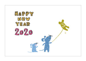 凧揚げ・ネズミ・子・ねずみ・イラスト・和風・手書き・可愛い・年賀状・干支・2020年・フリー