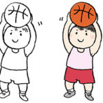 手書きイラスト・バスケットボールを持った子ども・男の子・スポーツ・かわいい無料素材