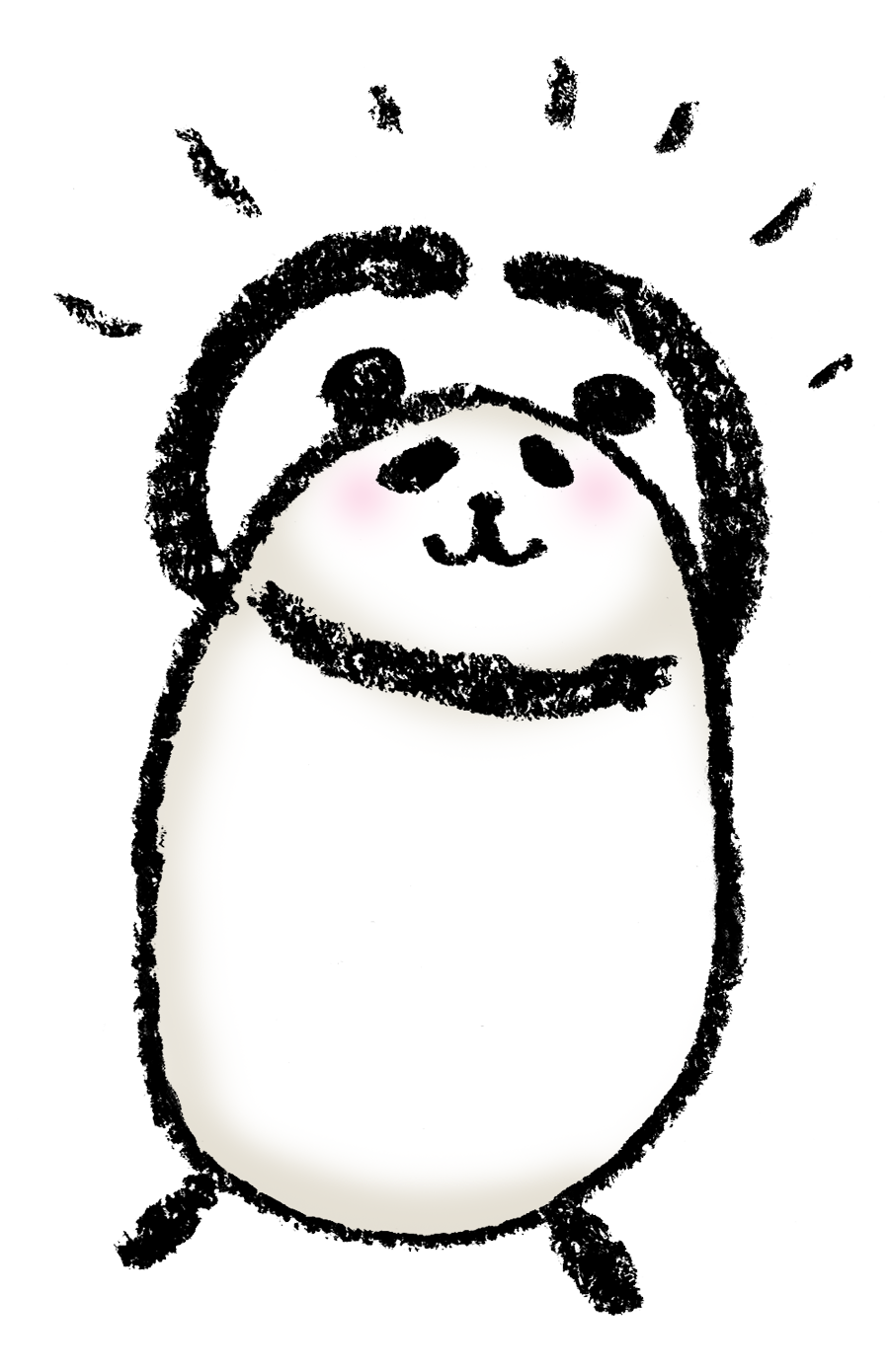 Okポーズのゆる可愛いパンダのイラスト えんぴつと画用紙