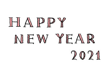happy new year2021・手書き文字・フリー素材・無料・年賀状・英語・かわいい・おしゃれ・洋風・ナチュラル