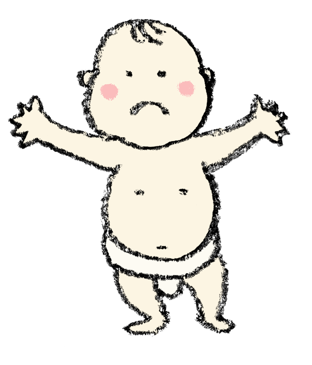 かわいい子ども相撲の手描きイラスト バンザイポーズ フンドシ えんぴつと画用紙