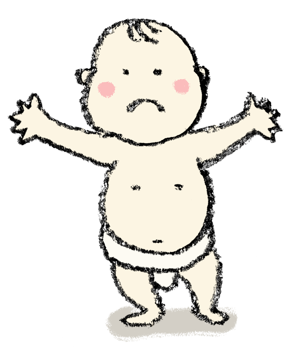 かわいい子ども相撲の手描きイラスト バンザイポーズ フンドシ えんぴつと画用紙
