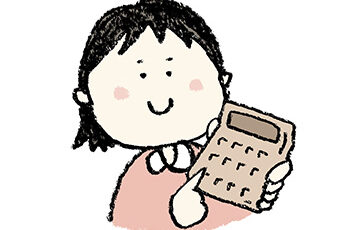 無料イラスト・手書き・可愛い・フリー素材・女の子・電卓で計算する・子ども・モノクロ・算数・数学・勉強・計算