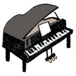 グランドピアノ・手書きイラスト・ゆるい可愛い・かわいい・フリー素材・無料・フリーハンド・カラー