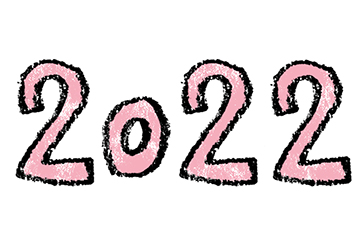 無料・フリー素材・2022手書き文字・かわいい・年賀状・年号・2022年
