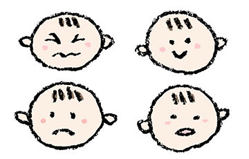 表情・アイコン・喜怒哀楽・無料素材・幼児・子ども・男の子・赤ちゃん・女性の顔・手描き・ゆる可愛い