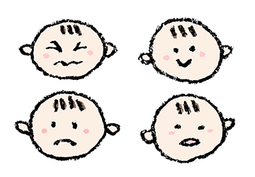 表情・アイコン・喜怒哀楽・無料素材・幼児・子ども・男の子・赤ちゃん・女性の顔・手描き・ゆる可愛い